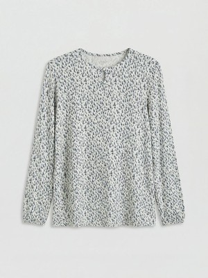 LC Waikiki Lcw Grace Mavi Bisiklet Yaka Desenli Bluz