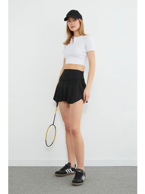 FullaModa Beli Lastikli Şortlu Tenis Eteği