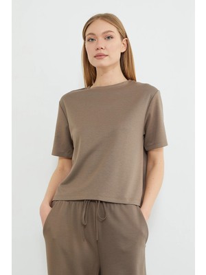 FullaModa Basic Bisiklet Yaka Modal Tişört