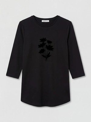 LC Waikiki Lcw Everyday Siyah Bisiklet Yaka Çiçekli Bluz