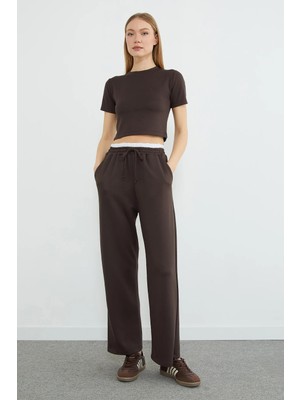 FullaModa Beli Garnili Cepli Modal Pantolon
