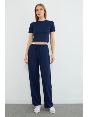 FullaModa Beli Garnili Cepli Modal Pantolon