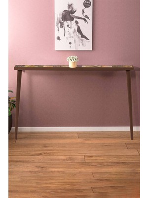 Feyza Design 122X12CM Doğal Ahşap Traverten Taşlı Dresuar