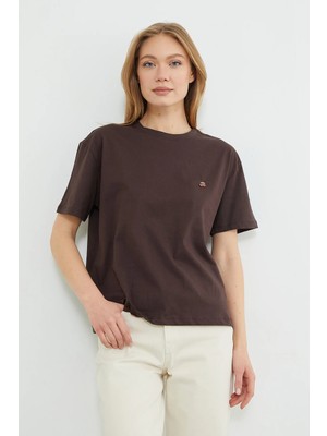 FullaModa Kiraz Aksesuarlı Bisiklet Yaka Tişört