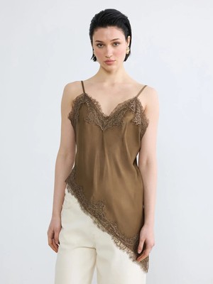 LC Waikiki Lcw Vision Haki V Yaka Dantel Detaylı Ip Askılı Bluz