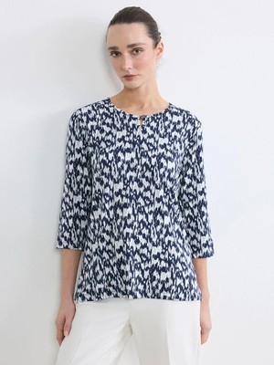 LC Waikiki Lc Waıkıkı Lacivert Bisiklet Yaka Desenli Bluz