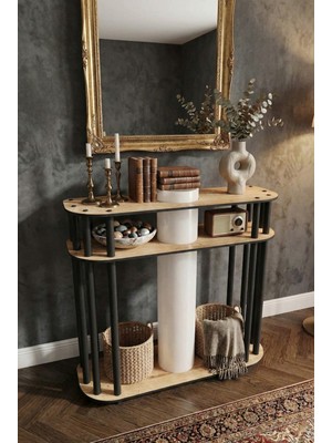 Feyza Design Yüksekliği 60 cm Bej Mdf Dresuar ve Lambader Seti