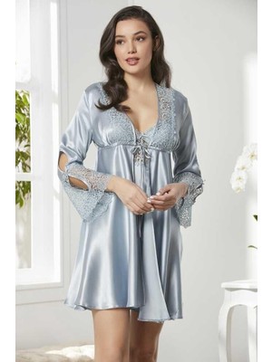 Pierre Cardin 6'lı Kaplı Midi Gecelik Sabahlık Set 6625 Mist