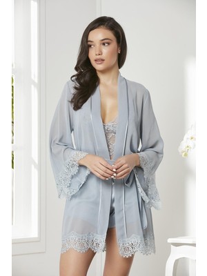 Pierre Cardin 4lü Gecelik Sabahlık Şort Çeyiz Set 7005 Mist