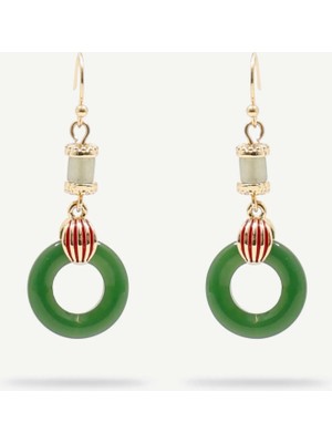 Yargıcı Cam Taş Detaylı Sallantılı Küpe