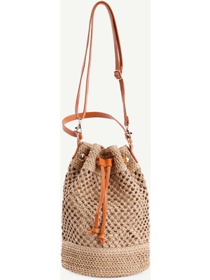 Yargıcı Büzgülü Küçük Hasır Çanta