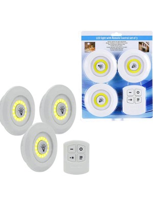 Uslucan Alışveriş 3lü Uzaktan Kumandalı Yapışkanlı Kablosuz LED Spot Lambalar