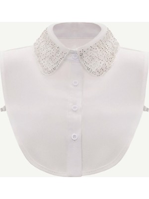 Yargıcı İşleme Detaylı Yarım Gömlek Yakası