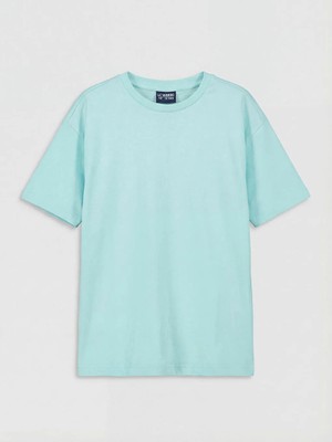 LC Waikiki Lc Waıkıkı Yeşil Bisiklet Yaka Kısa Kollu Kız Çocuk Tişört