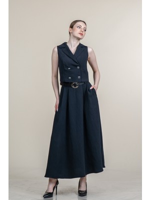 MissVina Trend Kısa Yelek ve Kemerli Etek Takım 1306