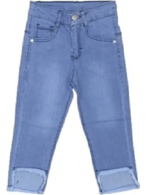 Egecan Paçası Önden Yırtmaçlı Kız Çocuk Açık Mavi Kot Pantolon 2267