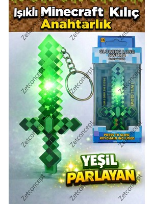 Zetconcept Minecraft Işıklı Kılıç Anahtarlık – LED Işıklı Diamond Sword Anahtarlık Muhteşem Bir Hediye