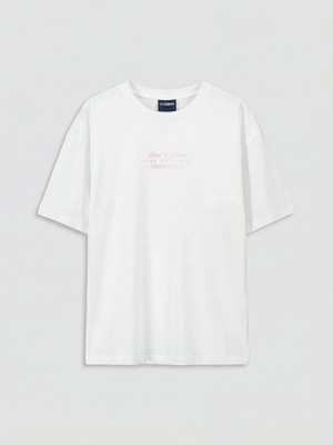 LC Waikiki Lcw Kids Beyaz Bisiklet Yaka Baskılı Kız Çocuk Tişört