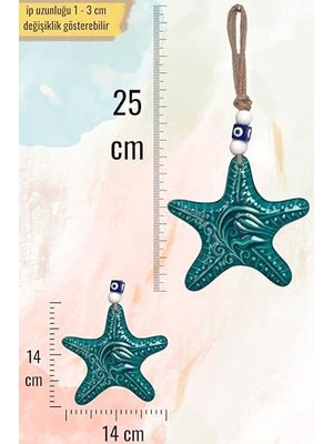 Art Inside Seramik Duvar Dekorasyon Objesi Okyanus Deniz Temalı Hasır Işlemeli ve Nazar Boncuğu Detaylı (Deniz Yıldızı)