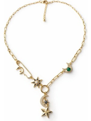 Venüs Design Çelik Ay - Yıldız Charm Kolye
