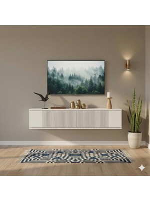 Yumedi Design TDA1204B -Tarçın Duvara Montaj Tv Stand , Tv Sehpası 120CM Beyaz