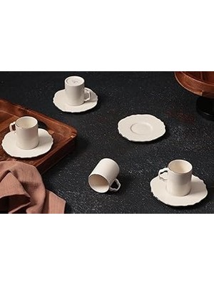 Uravas Store Porland Tide Platin 4 Kişilik Kahve Takımı 80CC