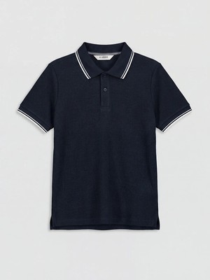 LC Waikiki Lcw Vision Lacivert Kısa Kollu Polo Yaka Erkek Çocuk Tişört