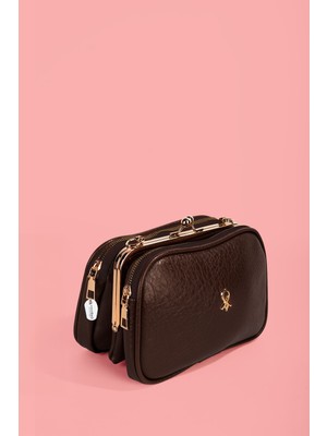 Westbag Kadın Çapraz Askılı Deri Çanta 4 Bölmeli Çok Gözlü Burslu Fermuarlı Günlük Omuz Çantası