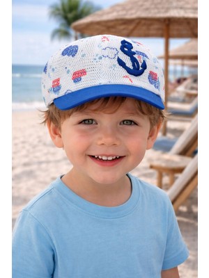 Aydın Şapkacınız 1-3 Yaş Erkek Çocuk Yazlık Fileli Şapka Ayarlanabilir Cırtlı Hafif Nefes Alabilen Güneşlik Kep