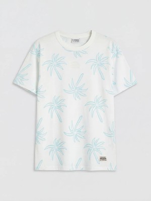 LC Waikiki Lcw Kids Turkuaz Palmiye Desenli Erkek Çocuk Tişört