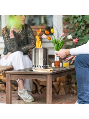 Redfire Volcano Dumansız Masaüstü Ateş Çukuru Silver - Medium | Portatif Şömine Balkon & Teras Sobası