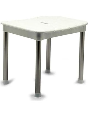 Uravas Store -KV33-01 Okaliptus Tabure, Maks. 100 kg Kapasite, 37 x 34 x 30 Cm, Beyaz