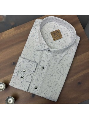 Gömlek Galerisi Erkek Klasik Geniş Kesim Desenli Uzun Kollu Gömlek