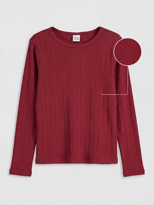 LC Waikiki Lcw Kids Bordo Bisiklet Yaka Kız Çocuk Tişört