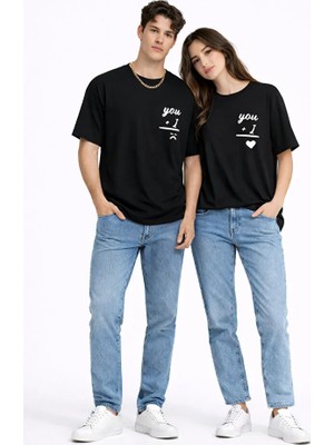 Nevermind Sevgili Kombini You I Yazılı Çift Tişört Oversize Unisex Partner Kombin Seti