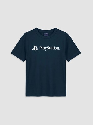 LC Waikiki Lcw Kids Lacivert Bisiklet Yaka Playstation Baskılı Erkek Çocuk Tişört