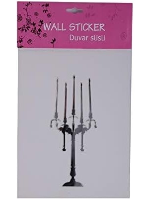 Aynalı Duvar Süsü (Sticker) Şamdan Şekilli