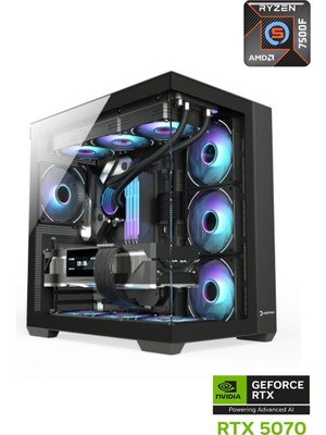 Apphirex Prime 50X Ryzen 5 7500F 32GB Ddr5 Ram 1tb M2 SSD RTX5070 12GB 240MM Sıvı Soğutmalı Masaüstü Oyuncu Bilgisayarı