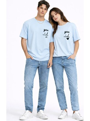 Nevermind Sevgili Kombini You I Yazılı Çift Tişört Oversize Unisex Partner Kombin Seti