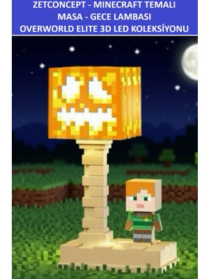Zetconcept Minecraft Masa - Gece Lambası - Overworld Elite - 3D LED Koleksiyonu Upgraded Edıtıon