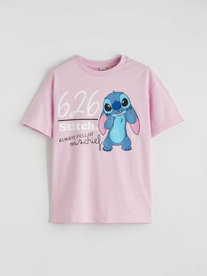 LC Waikiki Lcw Kids Lila Stitch Baskılı Kız Çocuk Tişört