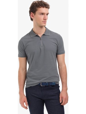 Pierre Cardin Erkek Antrasit Slim Fit %100 Pamuk Kıvrılmaz Polo Yaka Basic Tişört 50325311-VR006