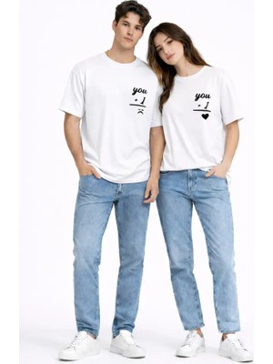 Nevermind Sevgili Kombini You I Yazılı Çift Tişört Oversize Unisex Partner Kombin Seti
