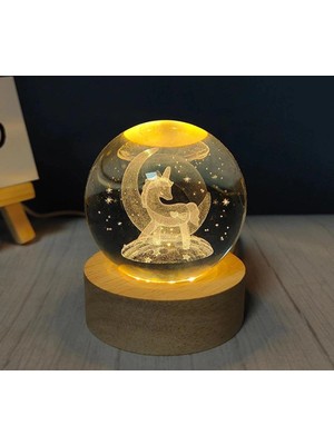 MegaSepet Unicorn Tasarımlı Işıklı Cam Küre Kod 54