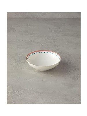 Uravas Store English Orange Carny Bone Porselen Kase 15 cm Turuncu-Mavi