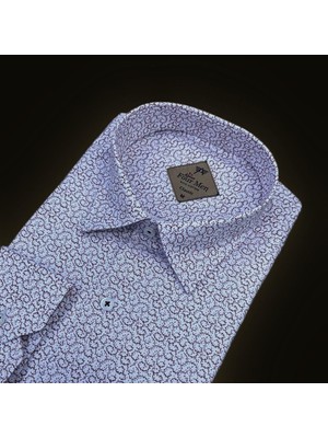 Gömlek Galerisi Erkek Klasik Geniş Kesim Desenli Uzun Kollu Gömlek