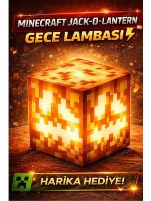 Zetconcept Minecraft Pixel Lamp – USB Şarjlı LED Gece Lambası (Creeper / Redstone Lamp / Glow / Pumpkin)