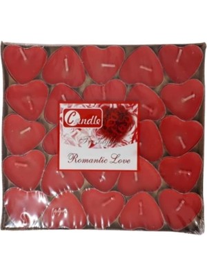 Yvz Store -Kırmızı Kalpli 25 Adet Tea Lights Mum