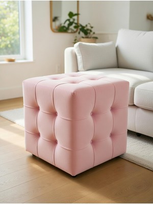 Kardelen Kare Açık Pembe Puf