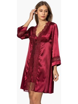 Pierre Cardin 6'lı Saten Gecelik Sabahlık Çeyiz Seti 6010 Bordo